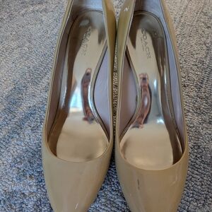 Coach Beige Patent Leather Pointed Toe Pumps